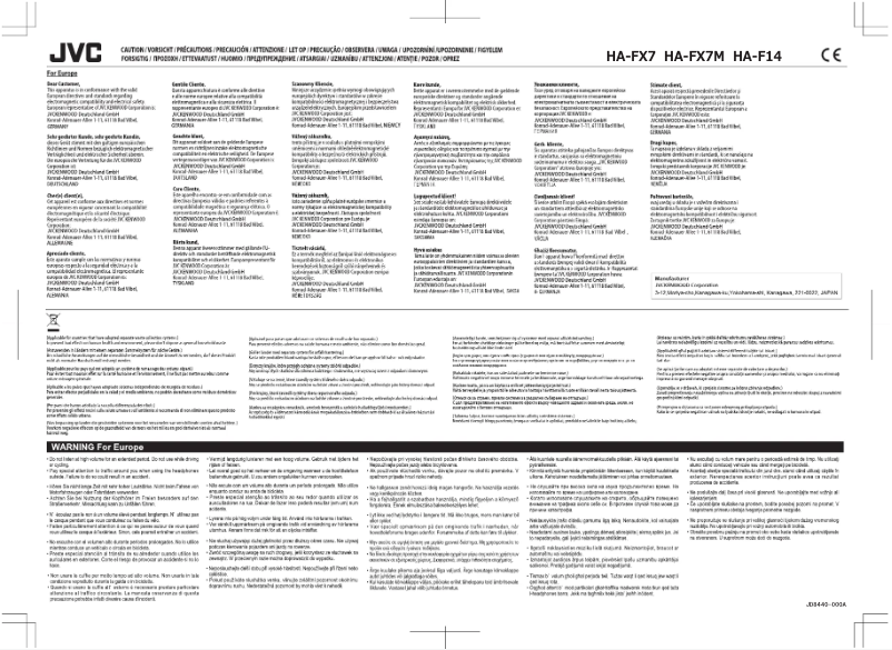 Page 1 de la notice Manuel utilisateur JVC HA-FX7M