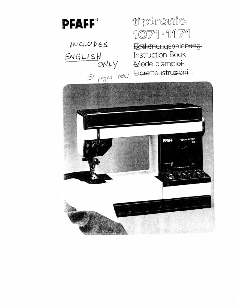 Page n°1 - Manuel utilisateur Pfaff tiptronic 1071