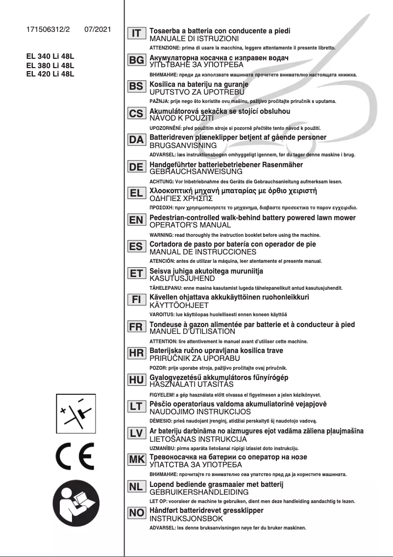 Page 1 de la notice Manuel utilisateur Stiga SLM 544 AE Kit