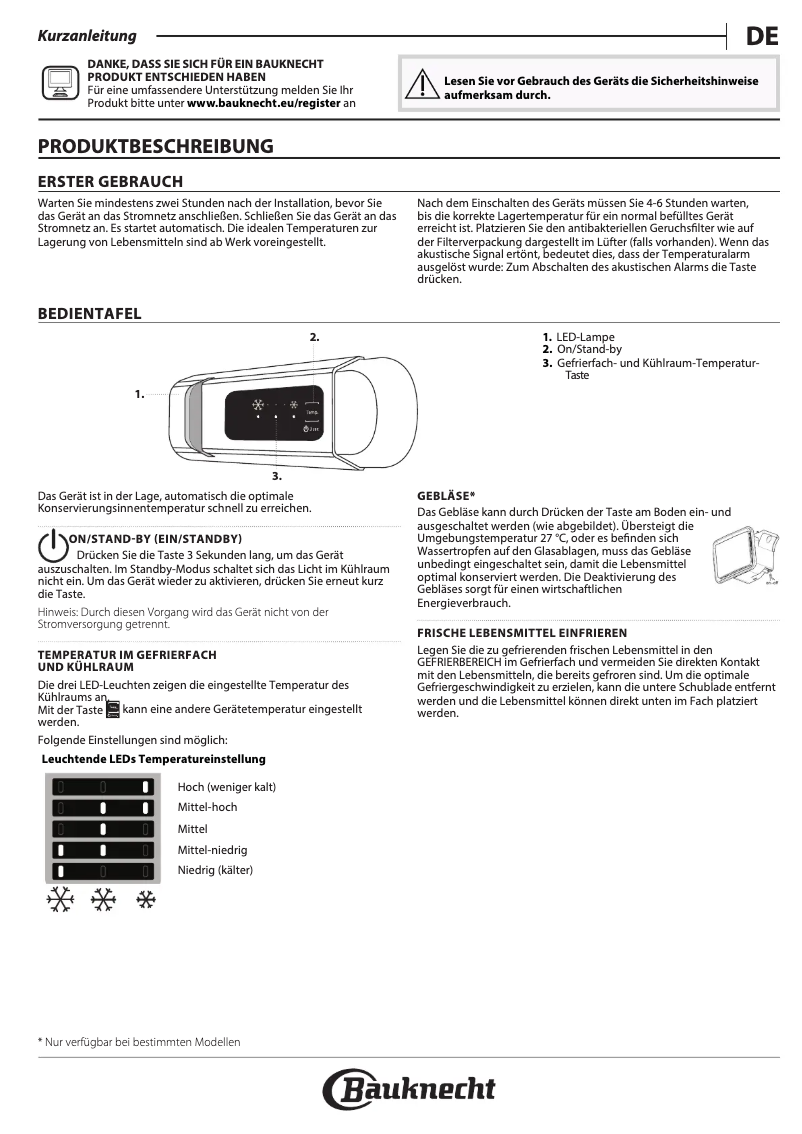 Page 1 de la notice Manuel utilisateur Bauknecht KGIE 2850 LH2