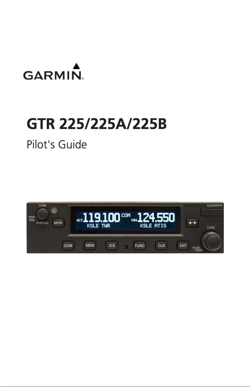 Page 1 de la notice Manuel utilisateur Garmin GTR 225