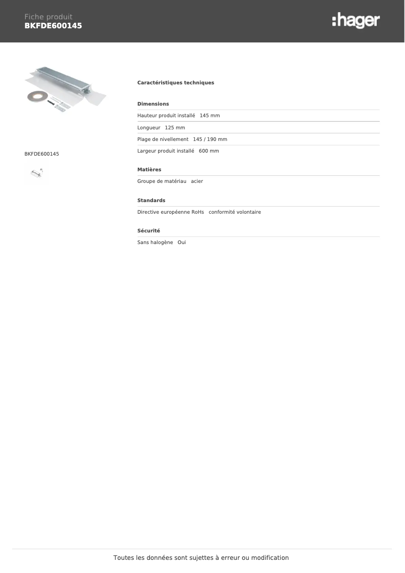 Image de la première page du manuel de l'appareil BKFDE600145