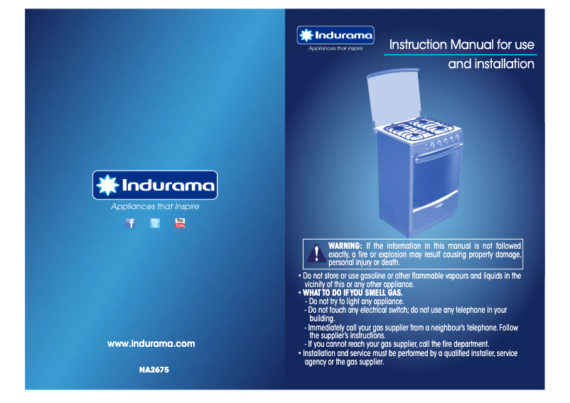 Page 1 de la notice Manuel utilisateur Indurama Atenas