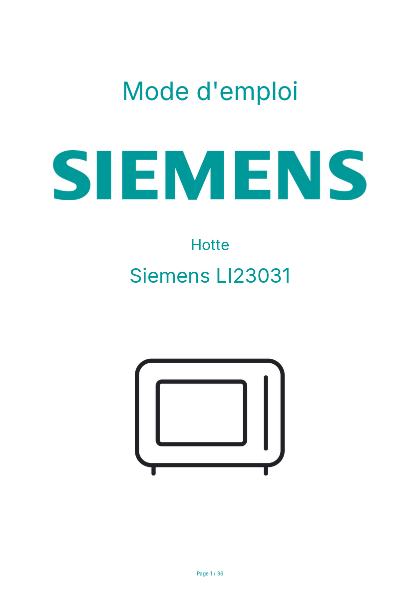 Page n°1 - Mode d'emploi Siemens LI23031