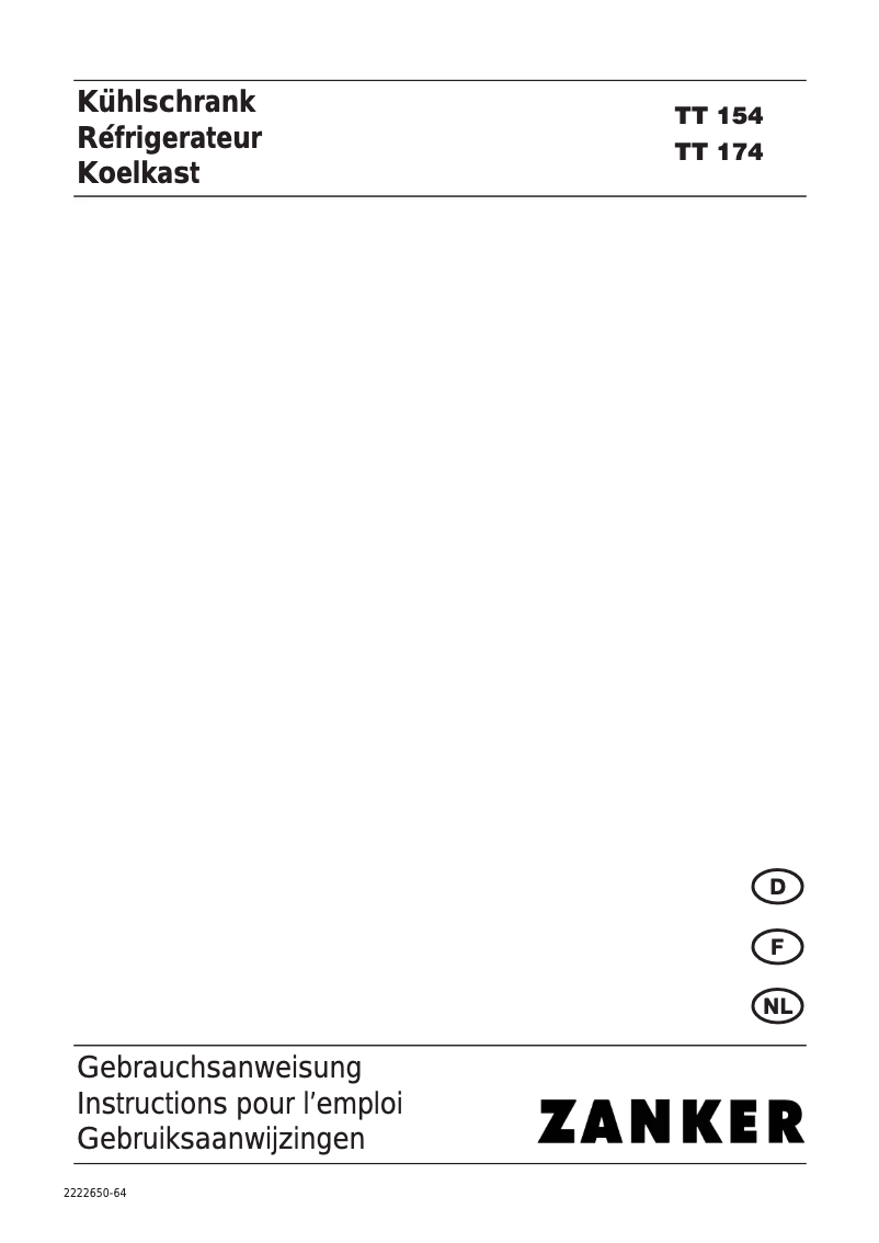 Page n°1 - Manuel utilisateur Zanker TT 154