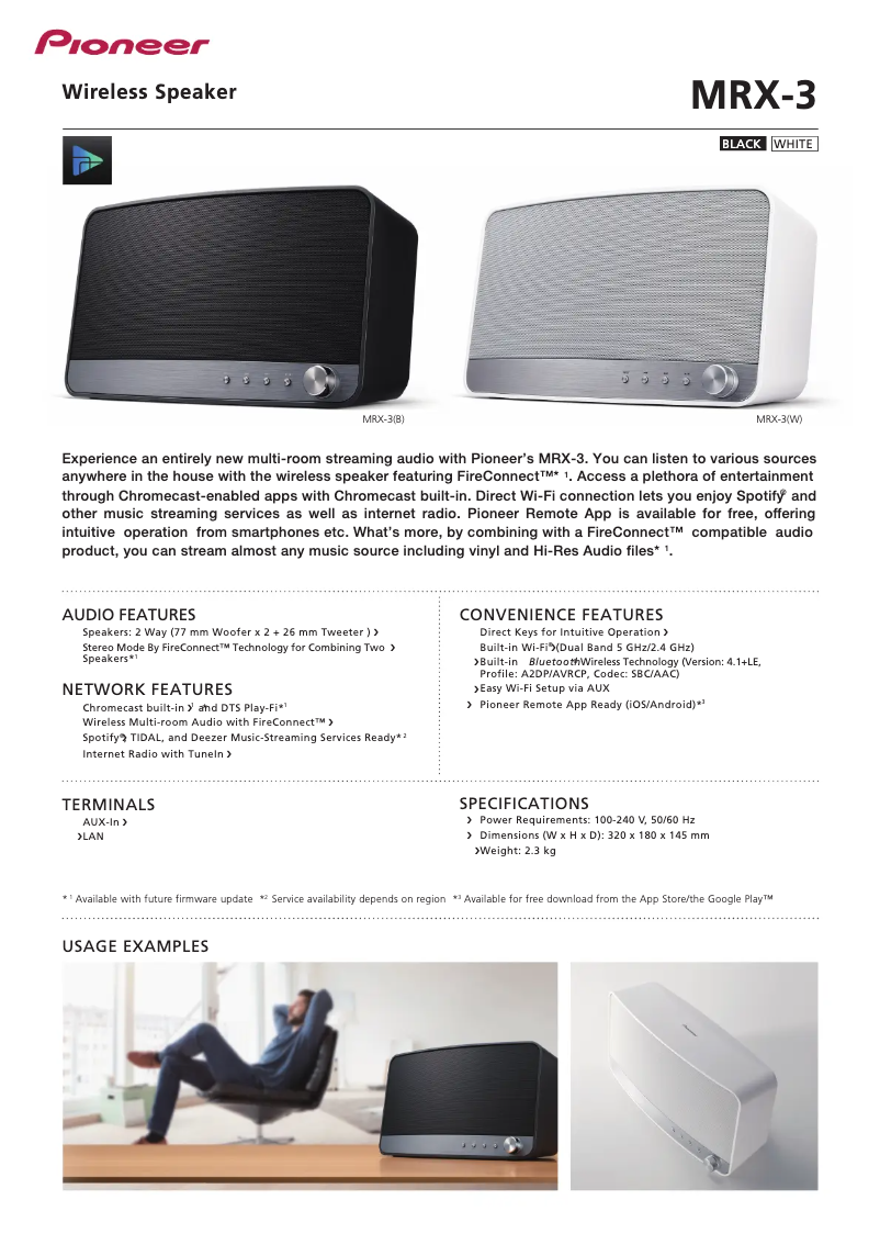 Página 1 del manual Ficha técnica Pioneer MRX-3