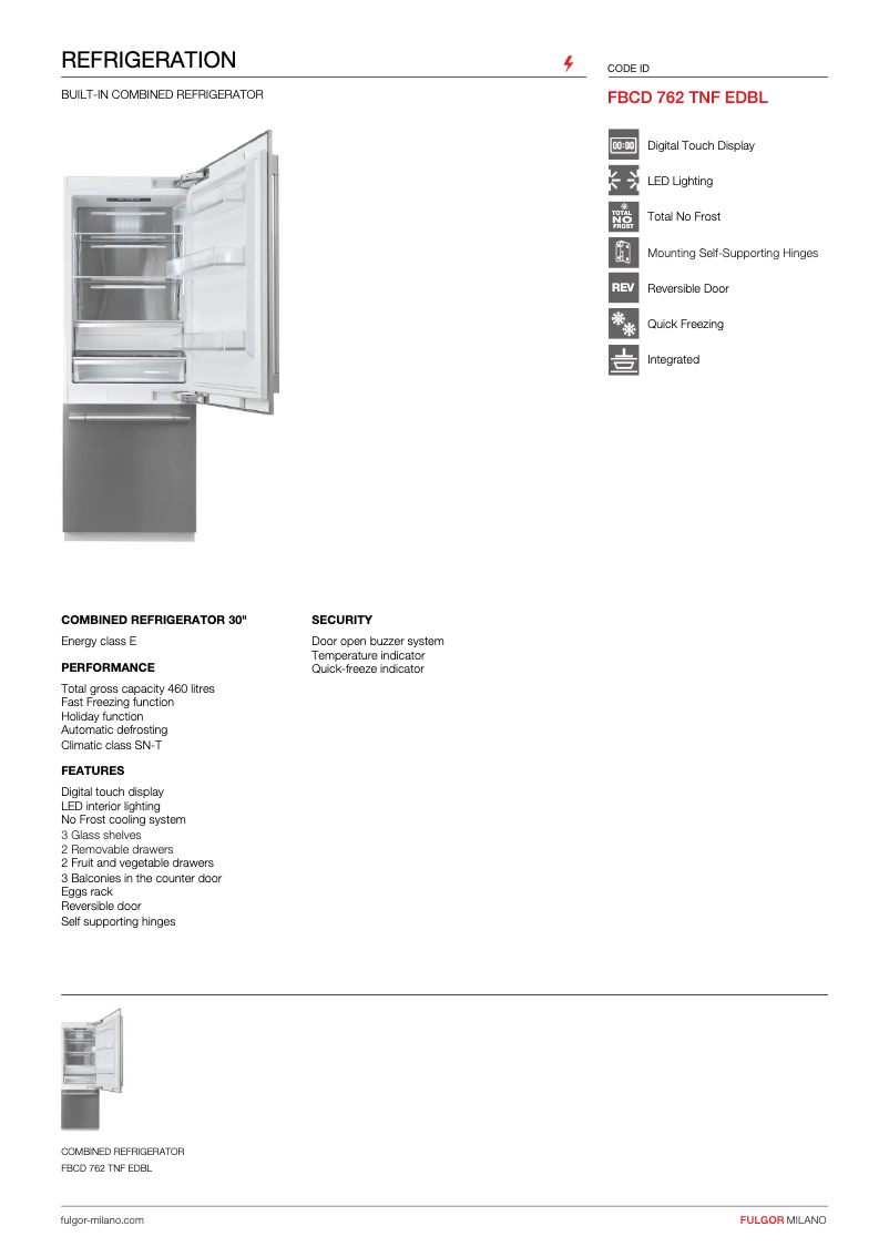 Page n°1 - Fiche technique Fulgor Milano FBCD 762 TNF EDBL
