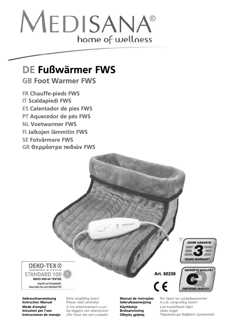 Page 1 de la notice Manuel utilisateur Medisana FWS 100