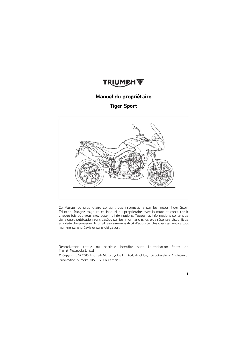 Image de la première page du manuel de l'appareil Tiger Sport (2019)