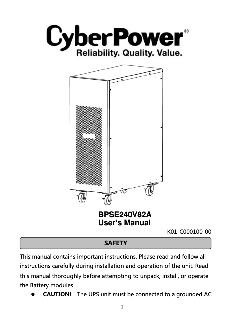 Página 1 del manual Manual de usuario CyberPower BPSE240V82A