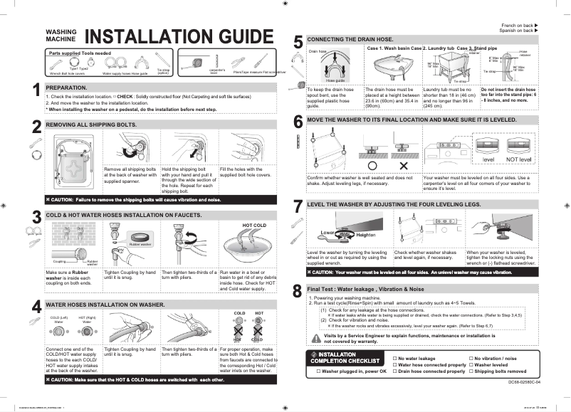 Page n°1 - Guide d'installation Samsung EcoBubble WF1124XBC