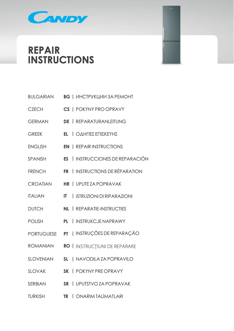 Page 1 de la notice Manuel utilisateur Candy CCT3L157EWWK-1