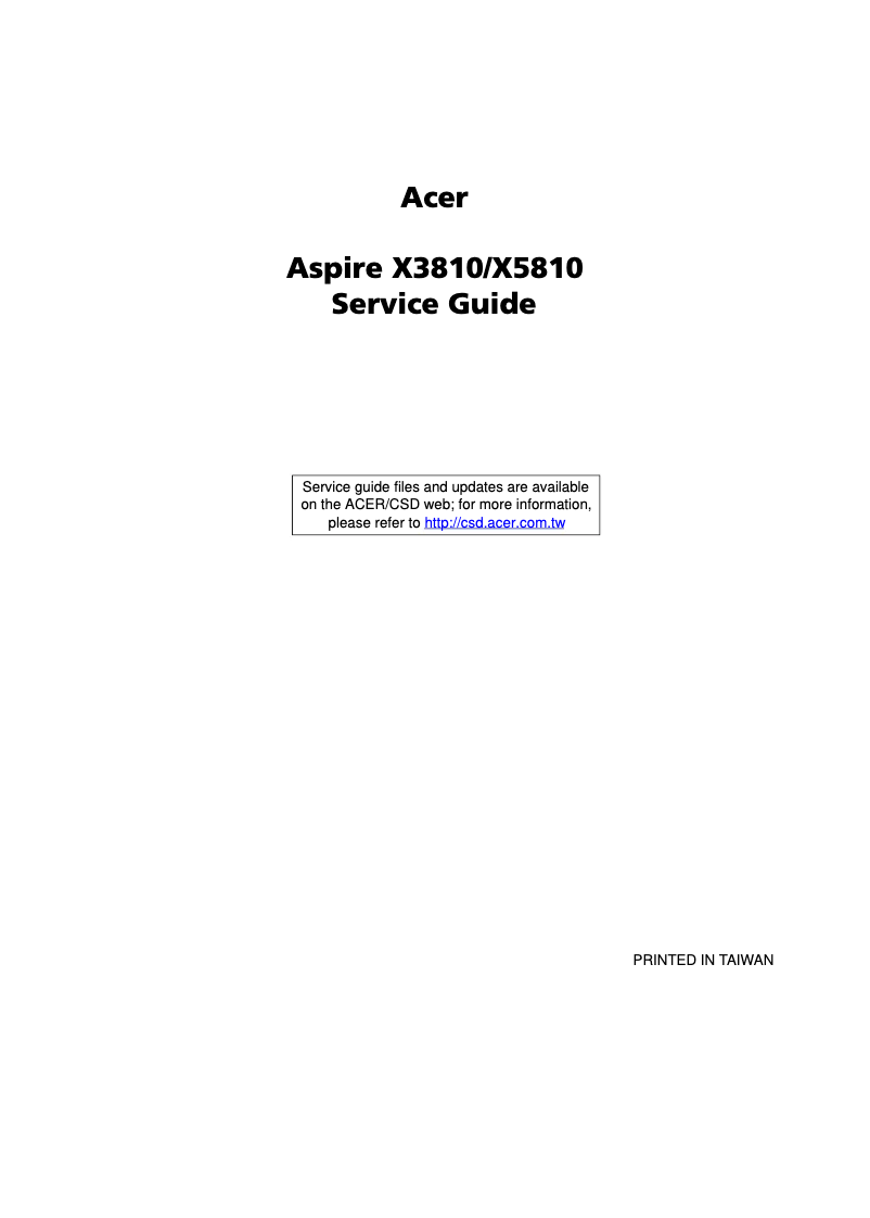 Page n°1 - Manuel utilisateur Acer Aspire X3810-B1041