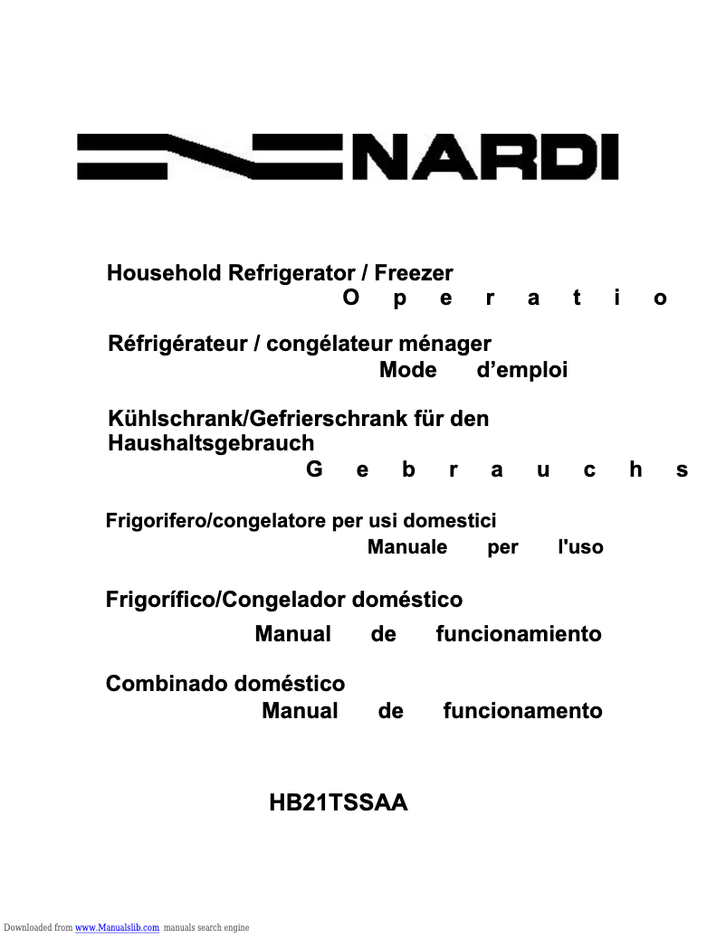 Page 1 de la notice Manuel utilisateur Nardi HB21TSSAA