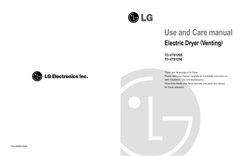 Page n°1 - Manuel utilisateur LG TD-V75120E