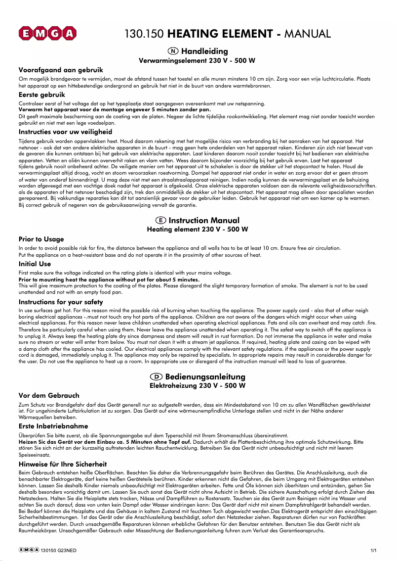 Image de la première page du manuel de l'appareil 130150