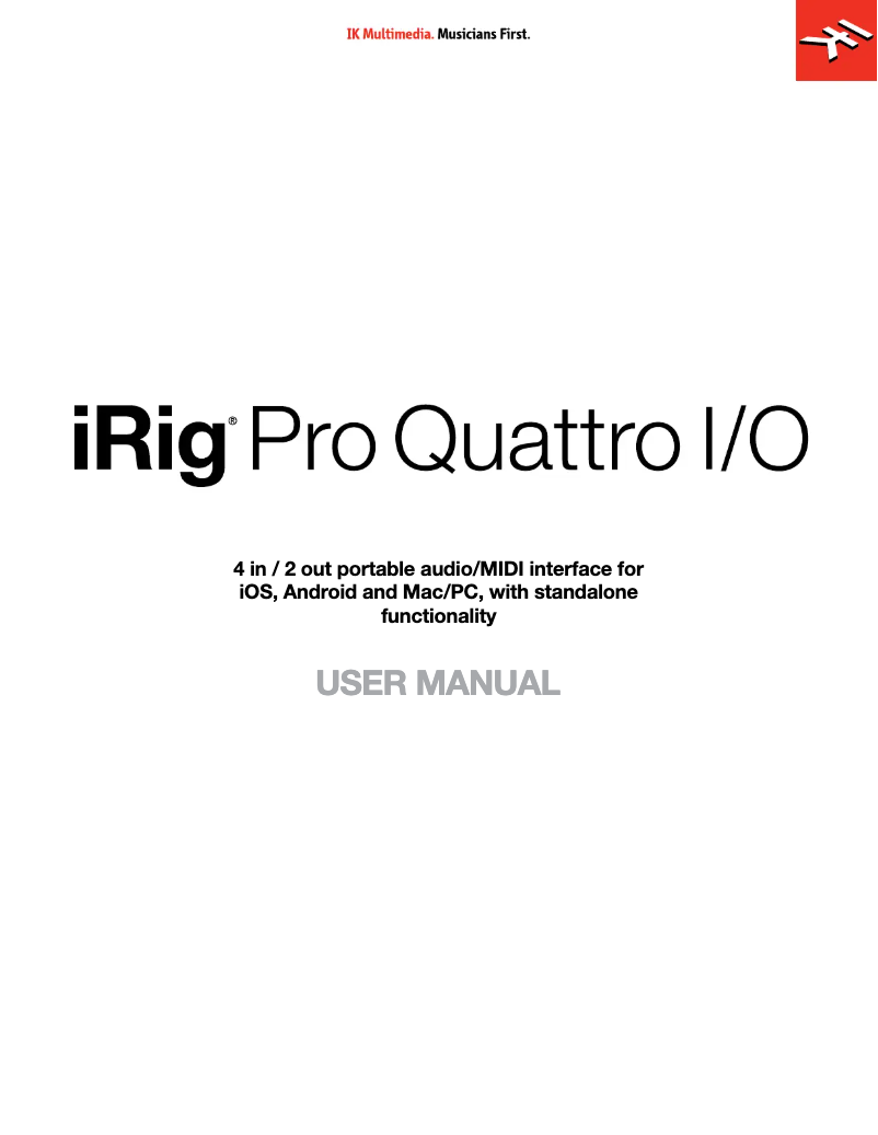 Page n°1 - Manuel utilisateur IK Multimedia iRig Pro Quattro I/O