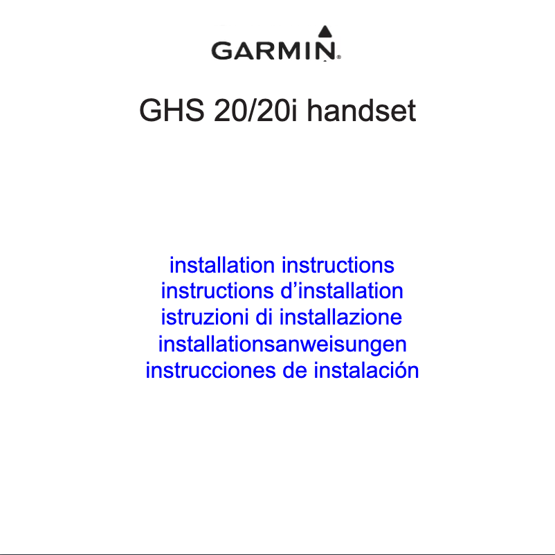 Page n°1 - Manuel utilisateur Garmin GHS 20i