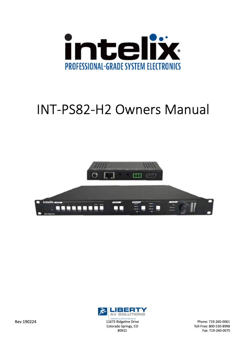 Page n°1 - Manuel utilisateur Intelix INT-PS82-H2