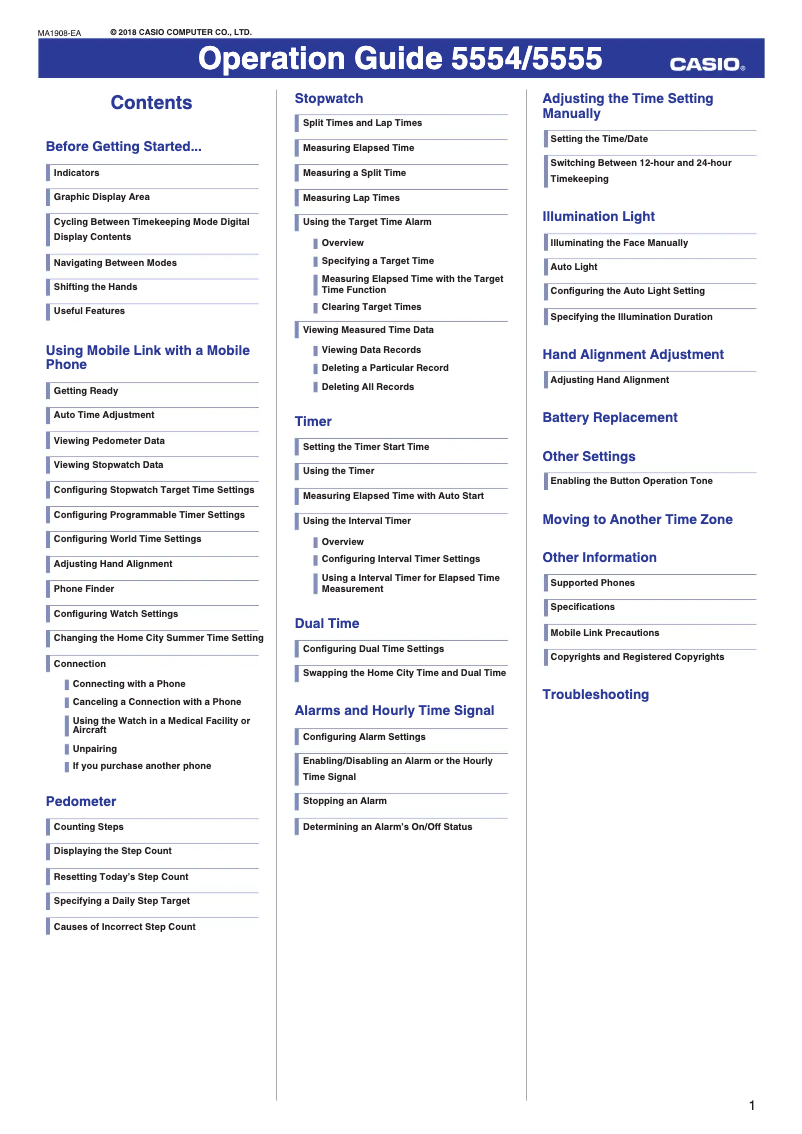 Page 1 de la notice Manuel utilisateur Casio G-SHOCK GBA800-9A