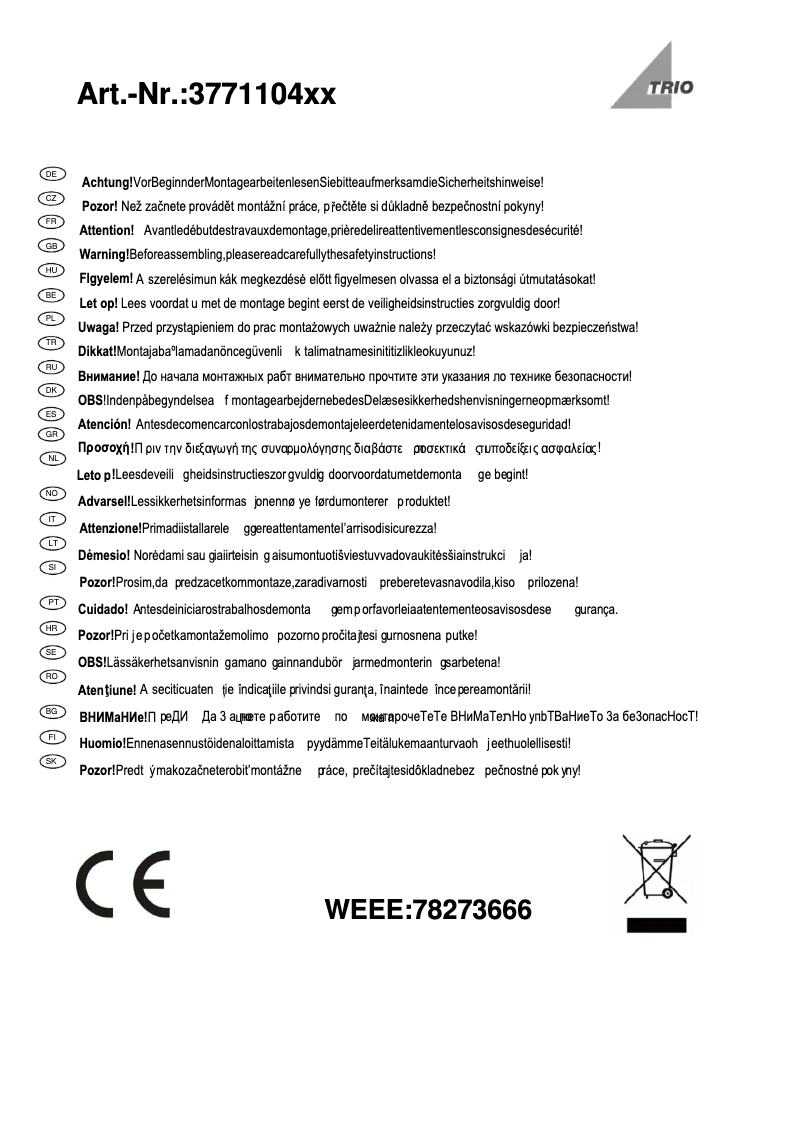 Image de la première page du manuel de l'appareil Cassini 877110407