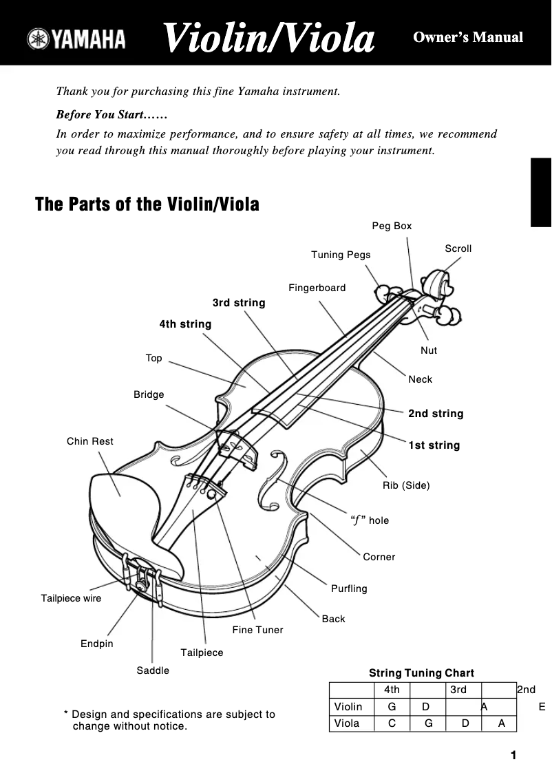 Page n°1 - Manuel utilisateur Yamaha V10G