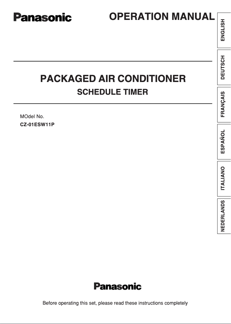 Page n°1 - Manuel utilisateur Panasonic CZ-01ESW11P
