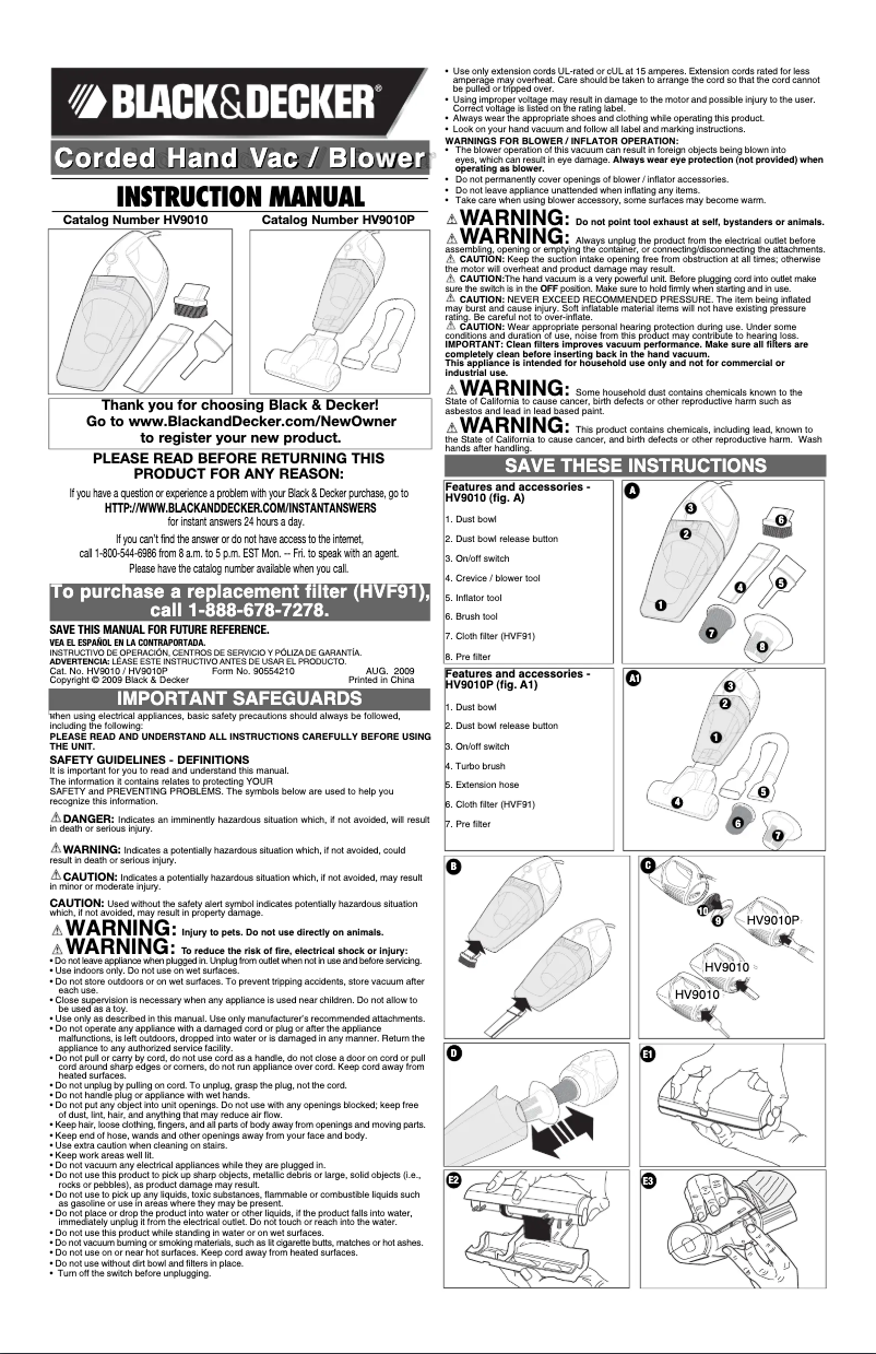 Image de la première page du manuel de l'appareil HV9010P