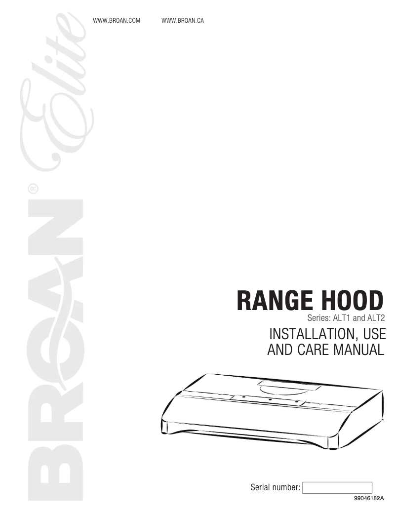 Page 1 de la notice Guide d'installation Broan ALT136SS