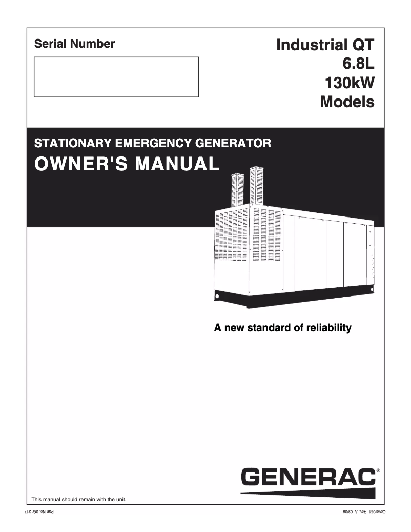 Page n°1 - Manuel utilisateur Generac QT13068KNNNA