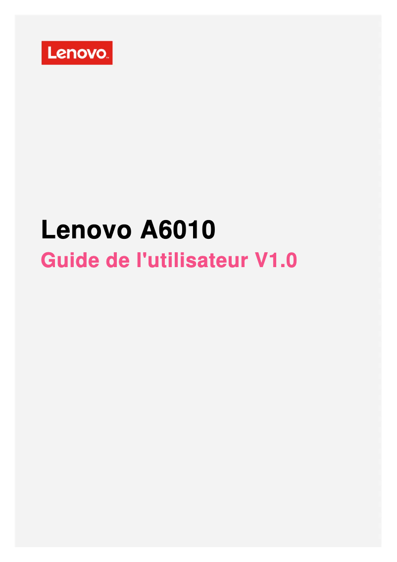 Page 1 de la notice Manuel utilisateur Lenovo A6010