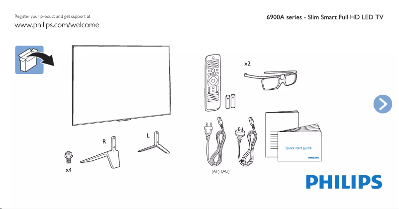 Page n°1 - Guide de démarrage rapide Philips 65PFT6909A