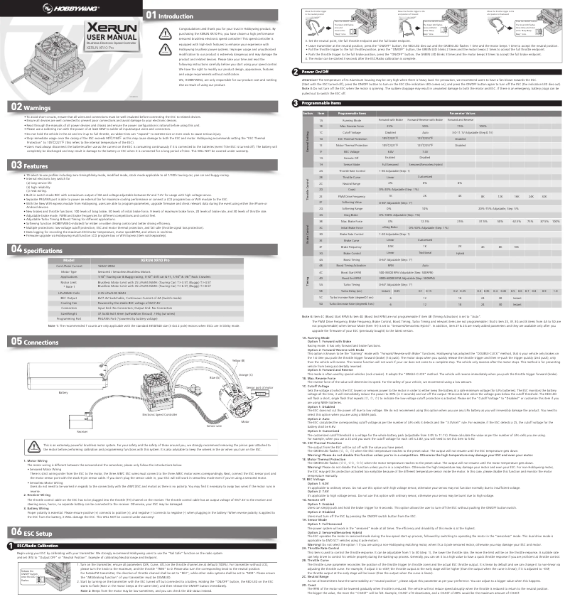 Page n°1 - Manuel utilisateur Hobbywing XeRun XR10 PRO 160A