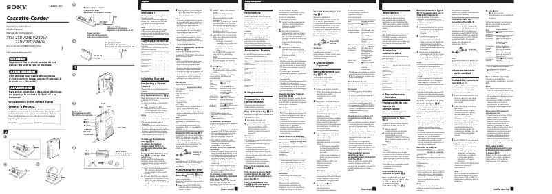 Page 1 de la notice Manuel utilisateur Sony TCM-24DV