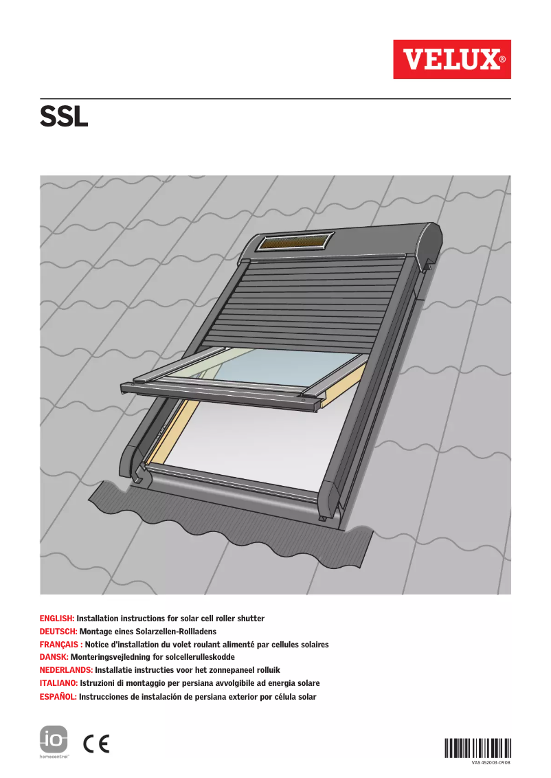 Page 1 de la notice Manuel utilisateur Velux SSL