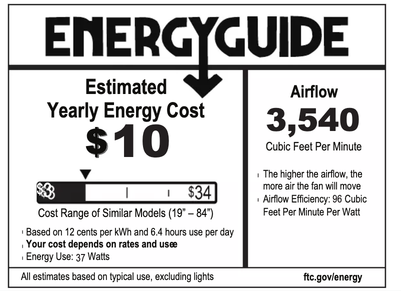 Page 1 de la notice Label énergétique Hunter Donegan 53333