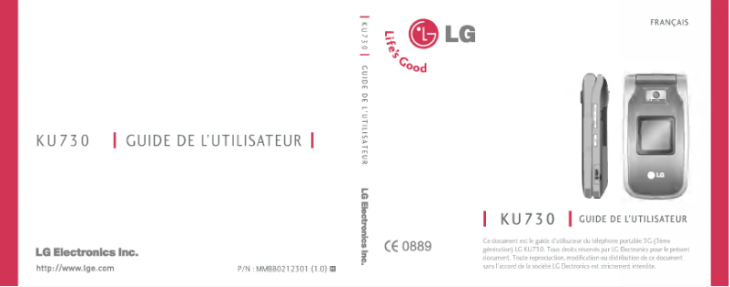 Page 1 de la notice Manuel utilisateur LG KU730