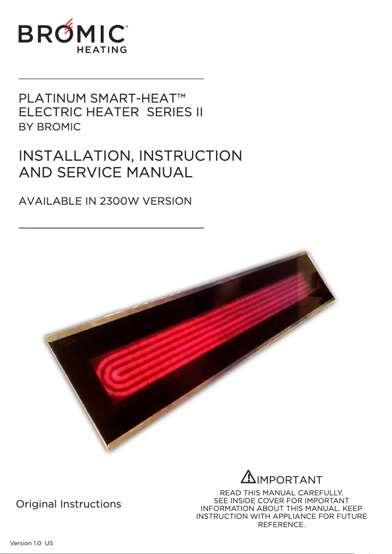 Page 1 de la notice Manuel utilisateur Bromic Heating Platinum Smart-Heat BH0320008