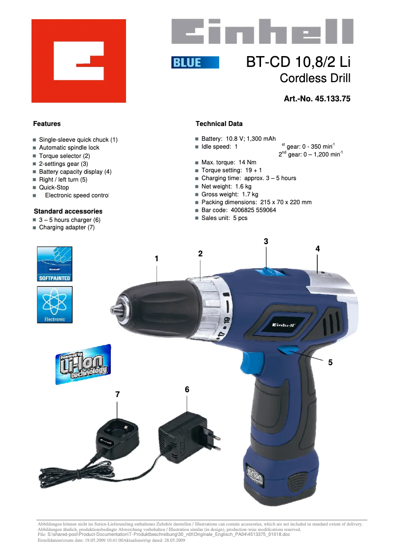 Page n°1 - Manuel utilisateur Einhell BT-CD 10,8/2 Li