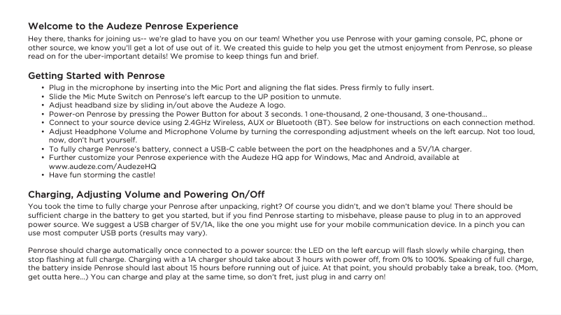 Page 1 de la notice Manuel utilisateur Audeze Penrose X