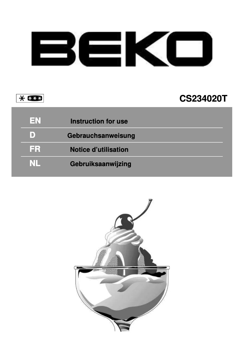 Page 1 de la notice Manuel utilisateur Beko CS234020T