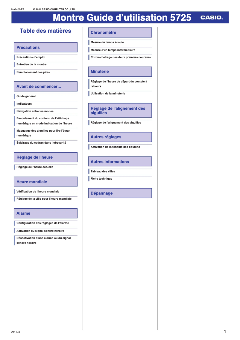 Page n°1 - Manuel utilisateur Casio G-Shock GA-2300