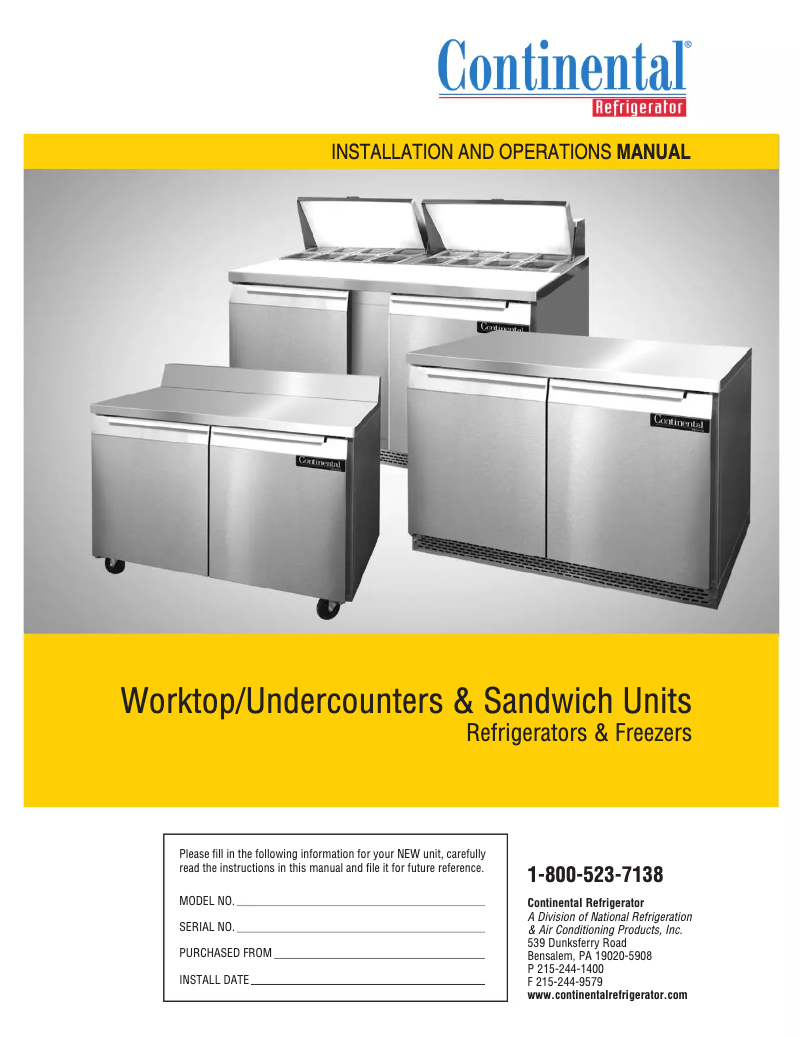 Page n°1 - Manuel utilisateur Continental SW72-N-GD