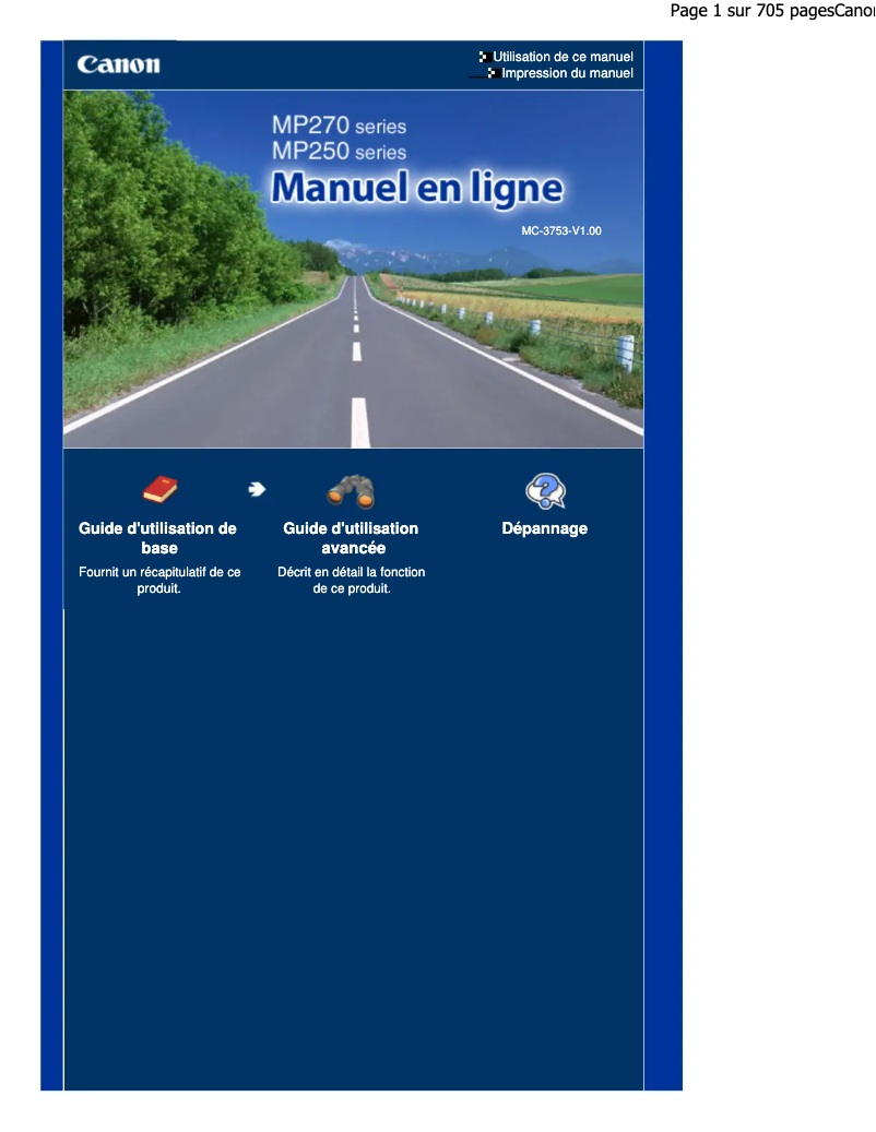 Image de la première page du manuel de l'appareil Pixma MP272