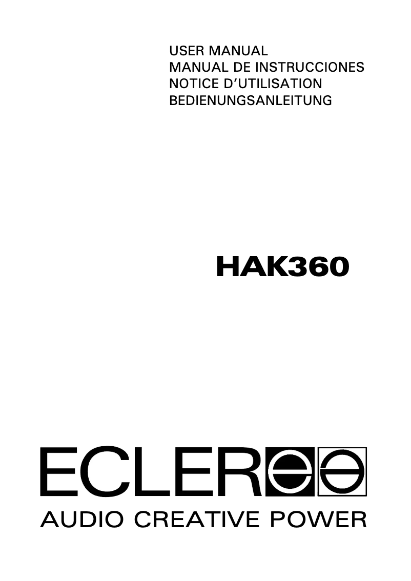 Image de la première page du manuel de l'appareil HAK 360