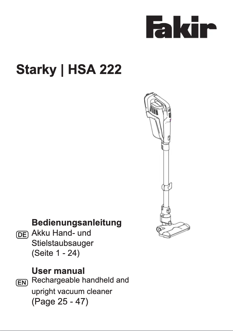 Image de la première page du manuel de l'appareil Starky HSA 222