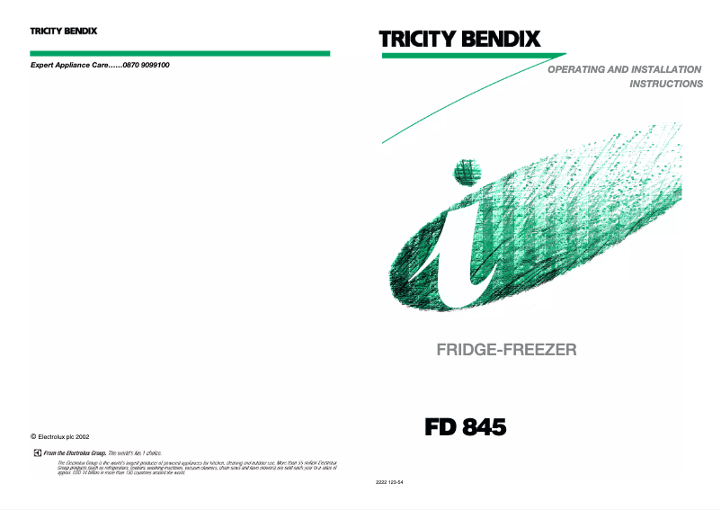 Page n°1 - Manuel utilisateur Tricity Bendix FD845