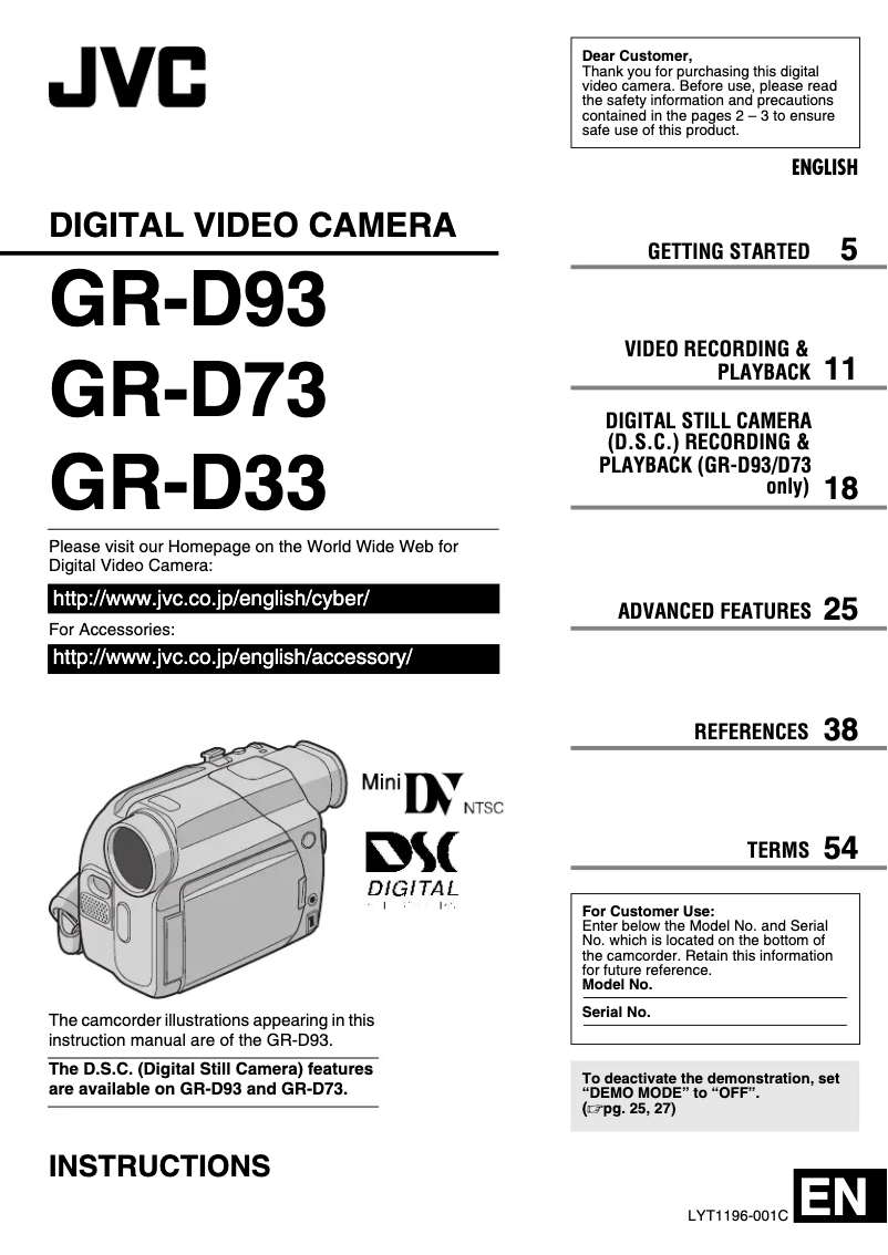 Image de la première page du manuel de l'appareil GR-D33