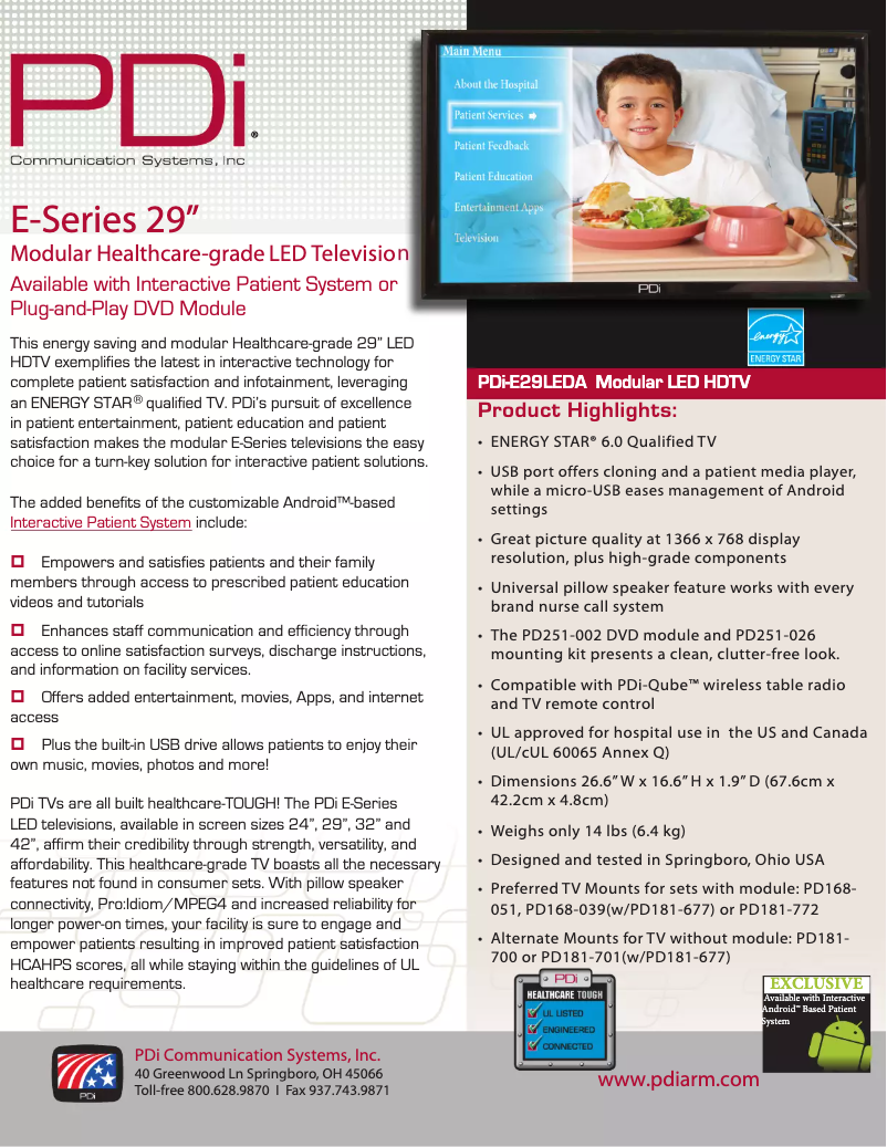 Image de la première page du manuel de l'appareil PDI-E29LEDA