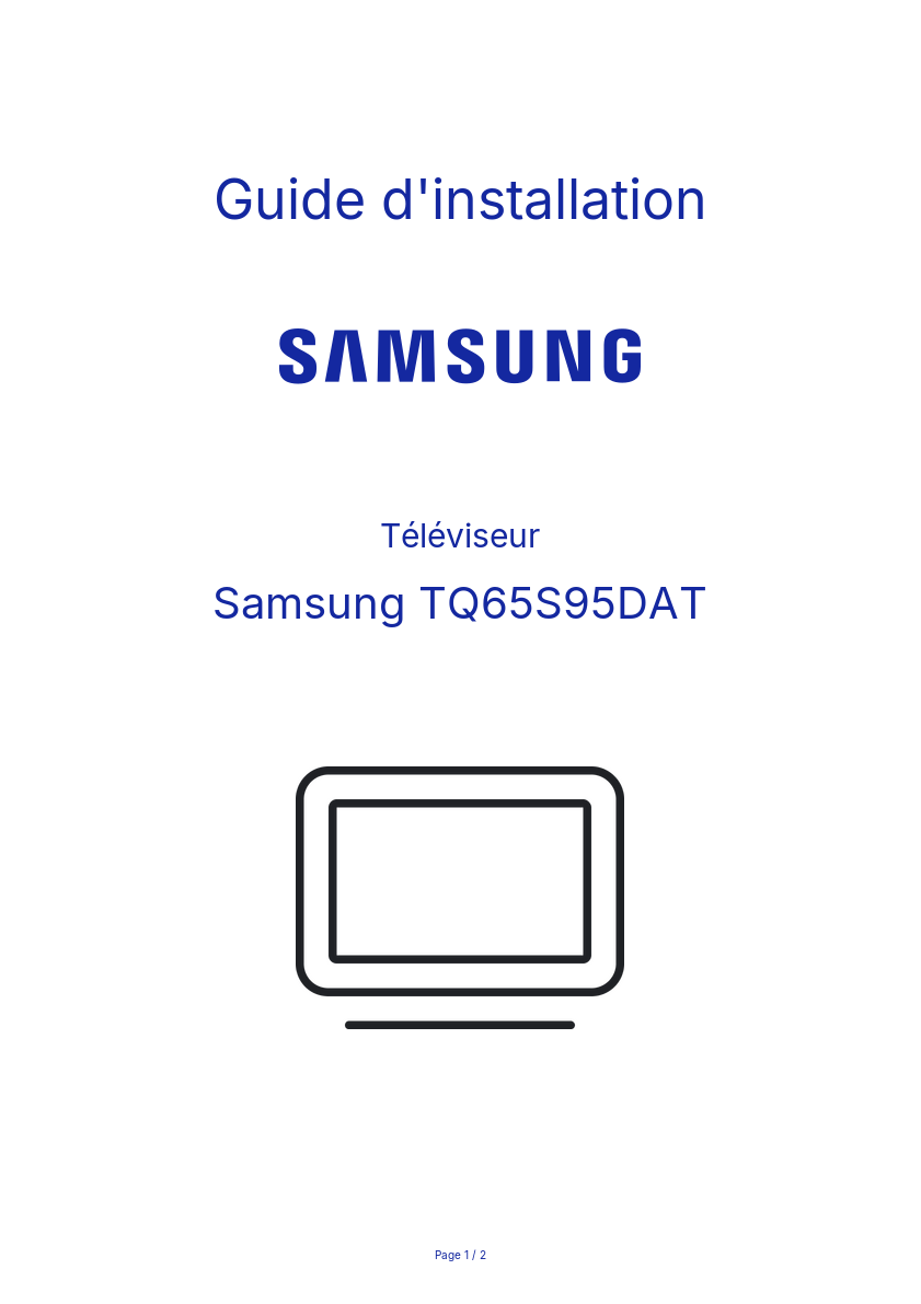 Page n°1 - Guide d'installation Samsung TQ65S95DAT
